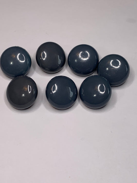 Vintage 7 Round Plastic Buttons, Shank, Grey, 1.8 cm, New/Old Stock