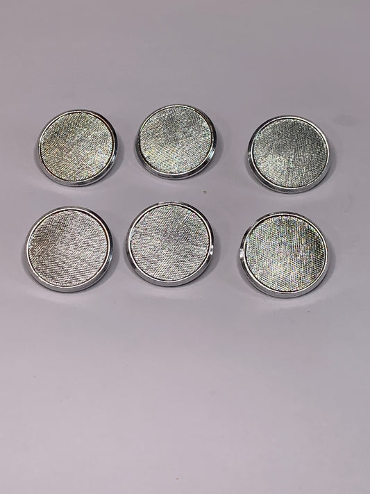 Vintage 6 Round Plastic Buttons, Shank, Grey, 2.0 cm, New/Old Stock