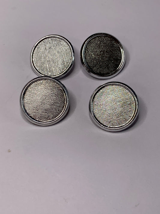 Vintage 4 Round Plastic Buttons, Shank, Grey, 1.5 cm, New/Old Stock