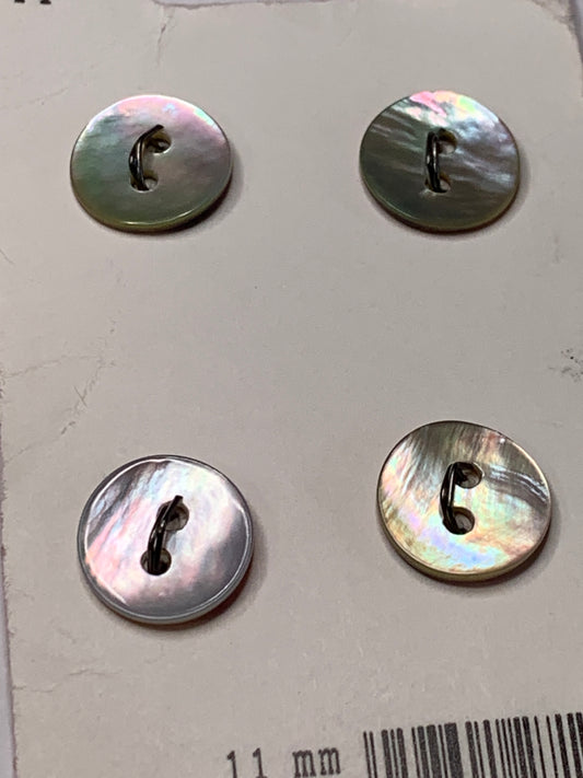Vintage 4 Round Plastic Buttons, Two Holes, Grey, 1.2 cm, New/Old Stock