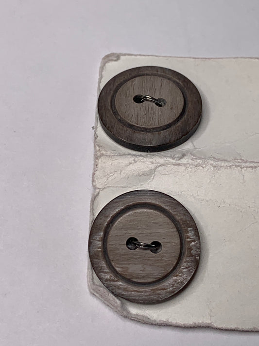 Vintage 2 Round Plastic Buttons, Two Holes, Grey, 1.8 cm, New/Old Stock