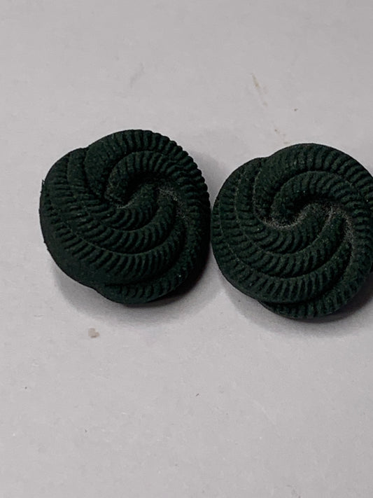 Vintage 2  Round Swirl Plastic Buttons, Shank, Green, 1.5 cm, New/Old Stock