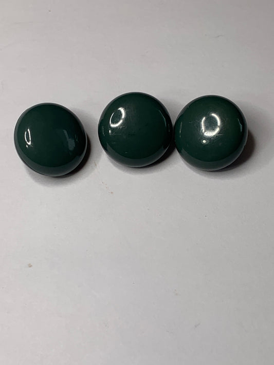 Vintage 3 Round Plastic Buttons, Shank, Green, 1.8 cm, New/Old Stock