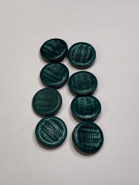 Vintage 8 Round Plastic Buttons, Shank, Green, 1.8 cm, New/Old Stock