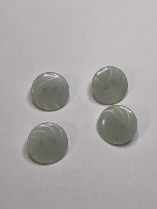 Vintage 4 Round Plastic Buttons, Shank, Green, 1.5 cm, New/Old Stock
