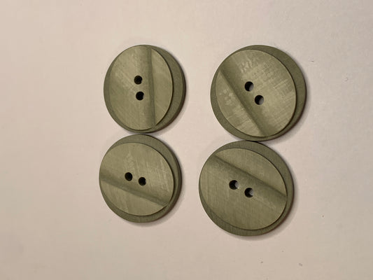 Vintage 4 Round Plastic Buttons, 2 Holes, Green, 2.0 cm, New/Old Stock