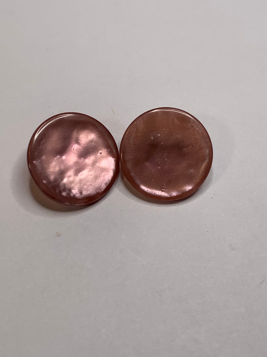 Vintage 2 Round Plastic Buttons, Shank, Pink, 2.0 cm, New/Old Stock
