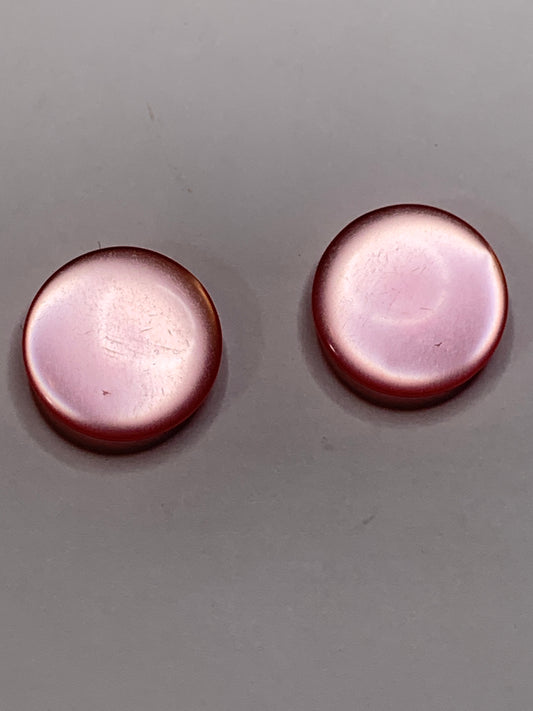 Vintage 2 Round Plastic Buttons, Shank, Pink, 2.0 cm, New/Old Stock