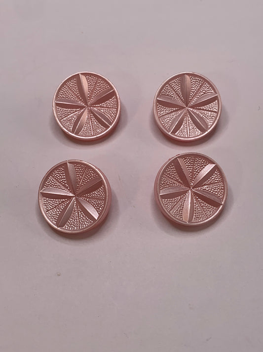 Vintage 4 Round Plastic Buttons, Shank, Pink, 2.0 cm, New/Old Stock