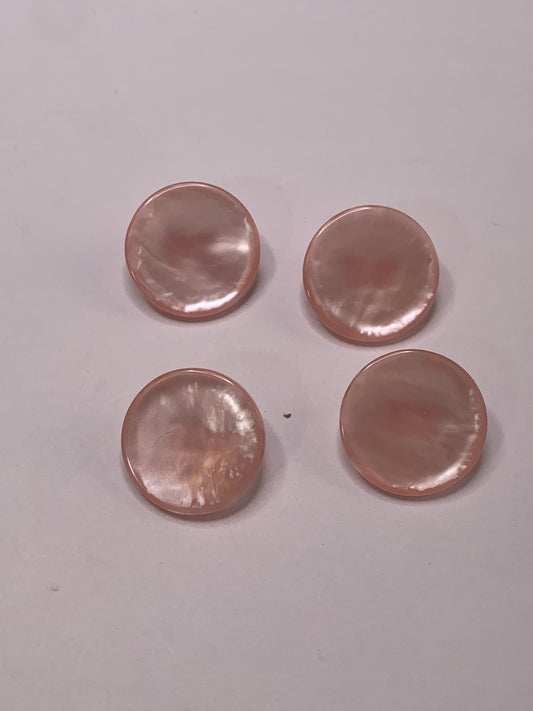 Vintage 4 Round Plastic Buttons, Shank, Pink, 1.8 cm, New/Old Stock