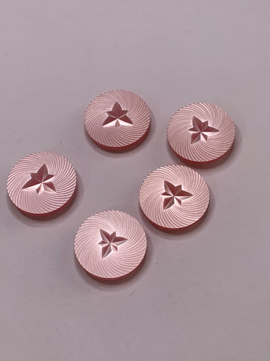 Vintage 5 Round Plastic Buttons, Shank, Pink, 1.5 cm, New/Old Stock