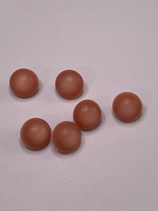 Vintage 6 Round Plastic Buttons, Shank, Pink, 1.0 cm, New/Old Stock