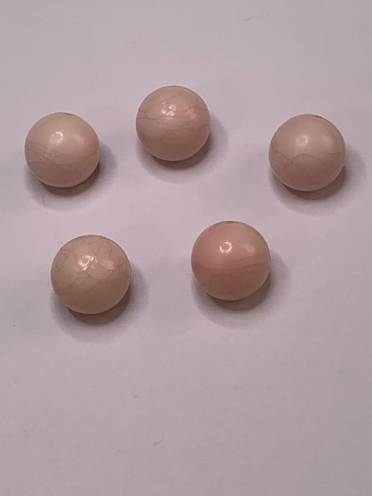 Vintage 5 Round Plastic Buttons, Shank, Pink, 1.0 cm, New/Old Stock