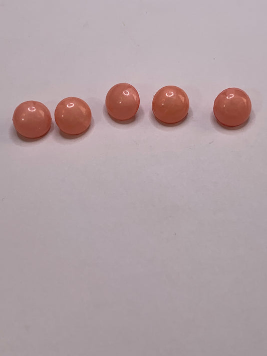 Vintage 5 Round Plastic Buttons, Shank, Pink, 1.0 cm, New/Old Stock