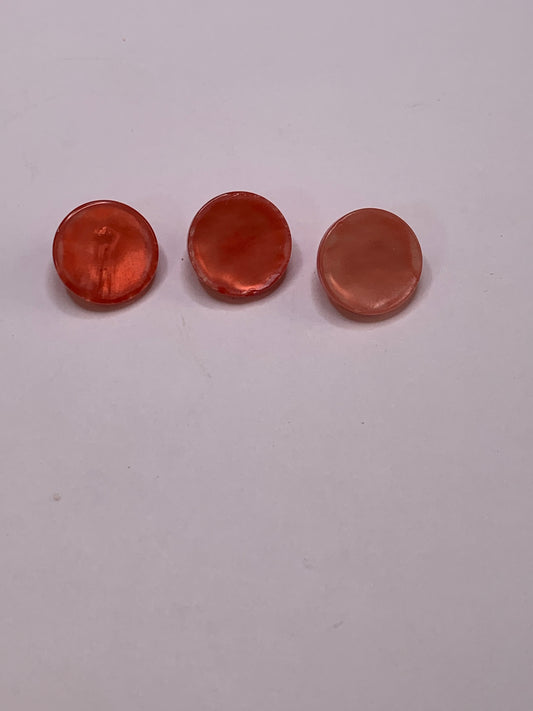 Vintage 3 Round Plastic Buttons, Shank, Pink, 1.5 cm, New/Old Stock