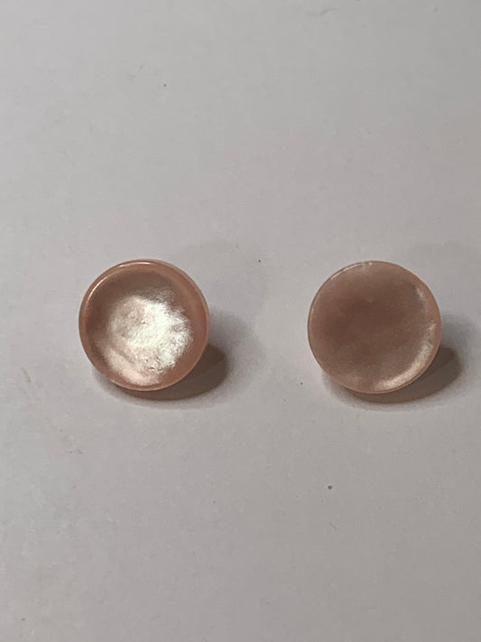 Vintage 2 Round Plastic Buttons, Shank, Pink, 1.0 cm, New/Old Stock