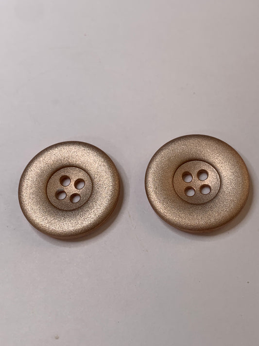 Vintage 2 Round Plastic Buttons, 4 Holes, Pink, 2.2 cm, New/Old Stock