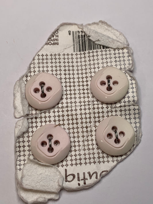 Vintage 4 Round Plastic Buttons, 4 Holes, Pink, 1.5 cm, New/Old Stock