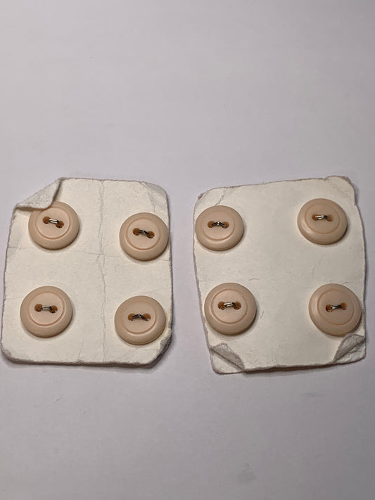 Vintage 8 Round Plastic Buttons, 2 Holes, Pink, 1.2 cm, New/Old Stock