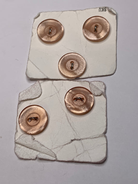 Vintage 5 Round Plastic Buttons, 2 Holes, Pink, 1.2 cm, New/Old Stock