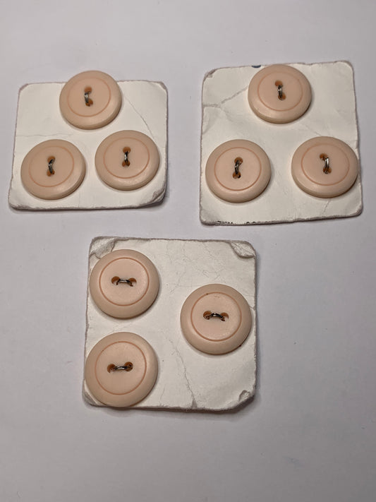 Vintage 9 Round Plastic Buttons, 2 Holes, Pink, 1.8 cm, New/Old Stock