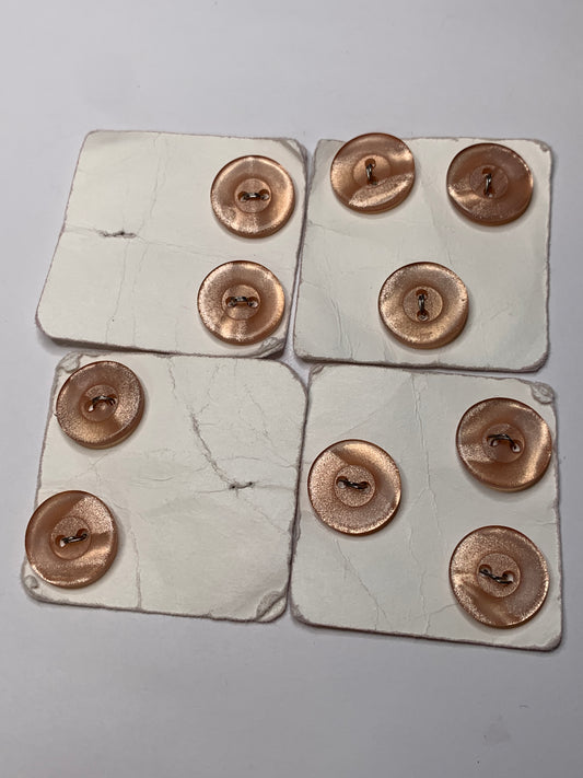 Vintage 10 Round Plastic Buttons, 2 Holes, Pink, 1.8 cm, New/Old Stock