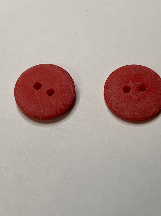 Vintage 2 Round Plastic Buttons, 2 Holes, Pink, 1.5 cm, New/Old Stock