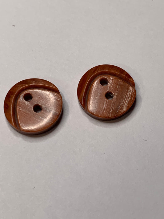 Vintage 2 Round Plastic Buttons, 2 Holes, Pink, 1.5 cm, New/Old Stock