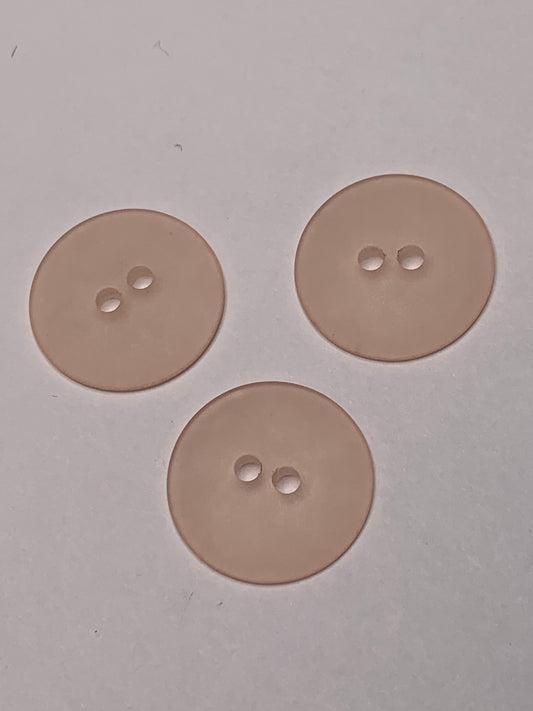 Vintage 3 Round Plastic Buttons, 2 Holes, Pink, 2.0 cm, New/Old Stock