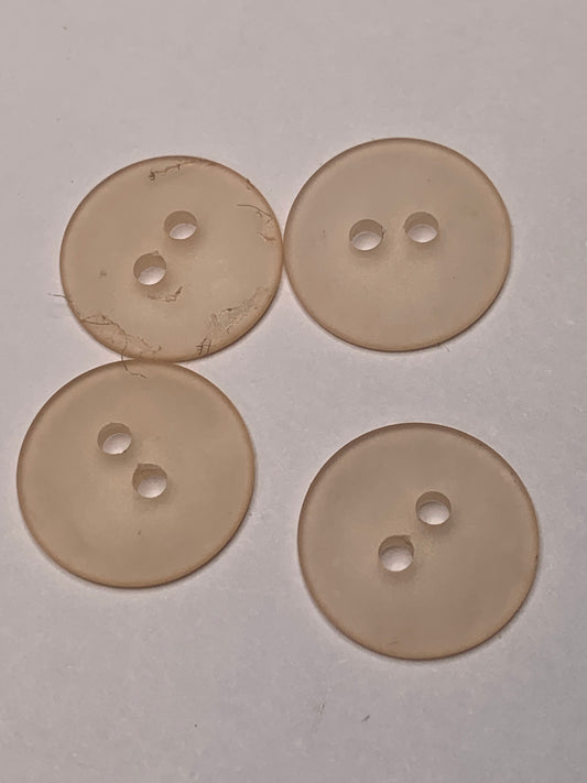 Vintage 4 Round Plastic Buttons, 2 Holes, Pink, 1.5 cm, New/Old Stock