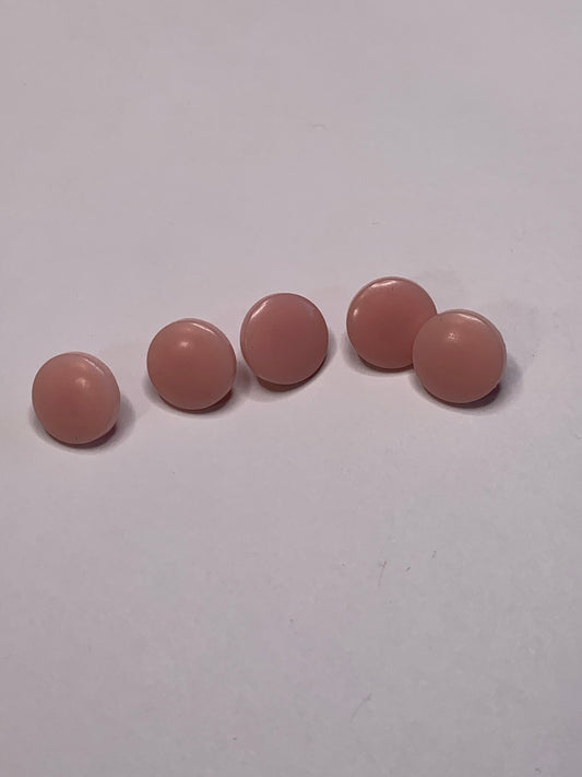 Vintage Children/Baby 5 Round Plastic Buttons, Shank, Pink, 1.2 cm, New/Old Stock