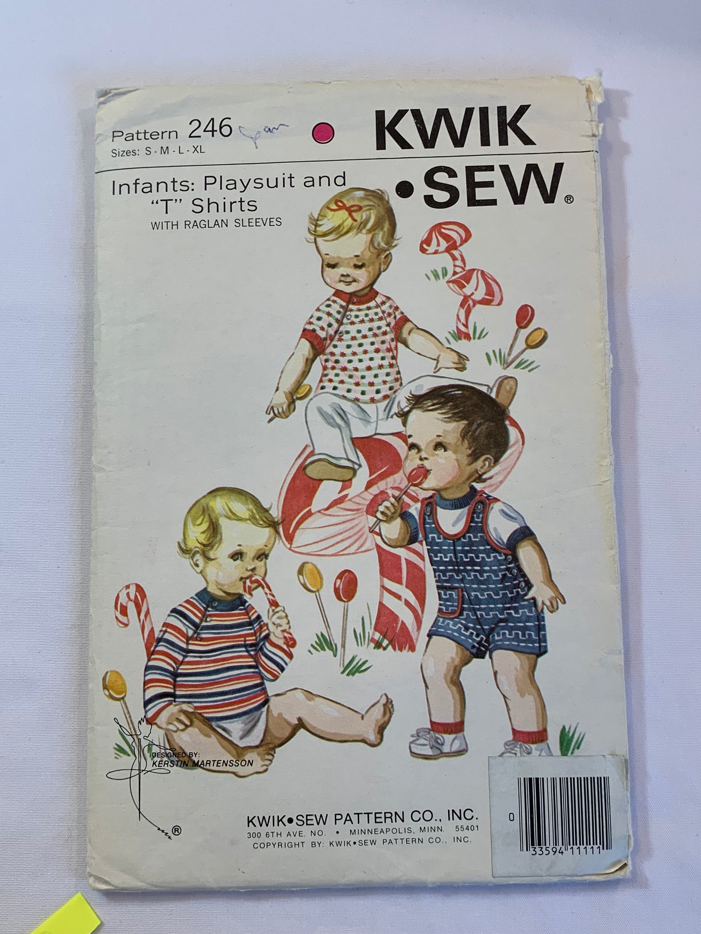 KWIK Sewing Pattern 246 Baby/Infants Playsuit, T-Shirts, Slacks, Long/Short Sleeves, Stretch Knit Only, Cut, Vintage 1999