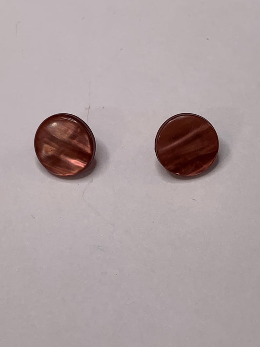 Vintage 2 Round Plastic Buttons, Shank, Pink, 1.0 cm, New/Old Stock