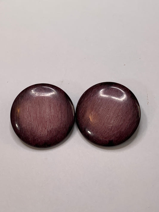 Vintage 2  Round Plastic Buttons, Shank, Medium Purple, 2.5 cm, New/Old Stock