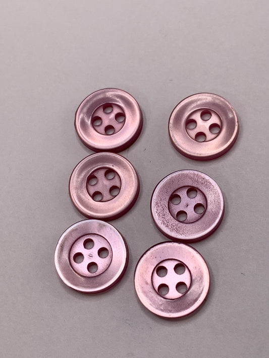 Vintage 6  Round Plastic Buttons, Shank, Medium Purple, 1.2 cm, New/Old Stock