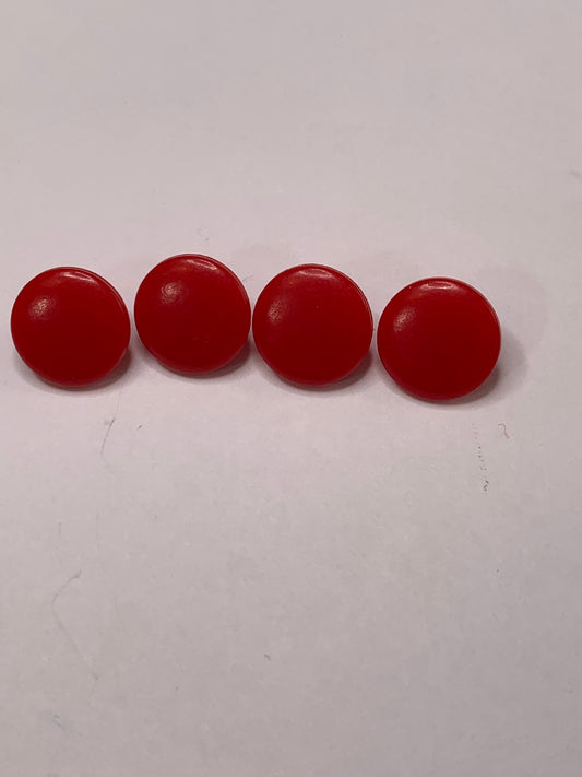 Vintage Children/Baby 4 Plastic Buttons, Shank, Red, 1.0 cm, New/Old Stock