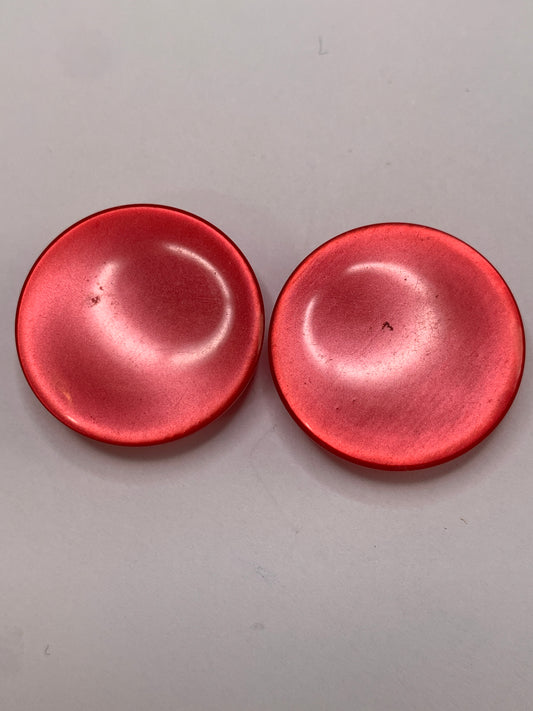 Vintage 2 Plastic Buttons, Shank, Red, 2.2, New/Old Stock