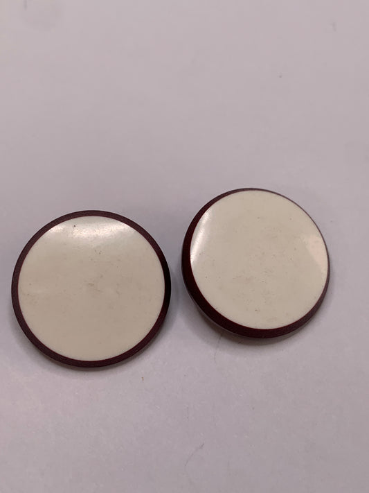 Vintage 2 Plastic Buttons, Shank, Red, 2.2, New/Old Stock