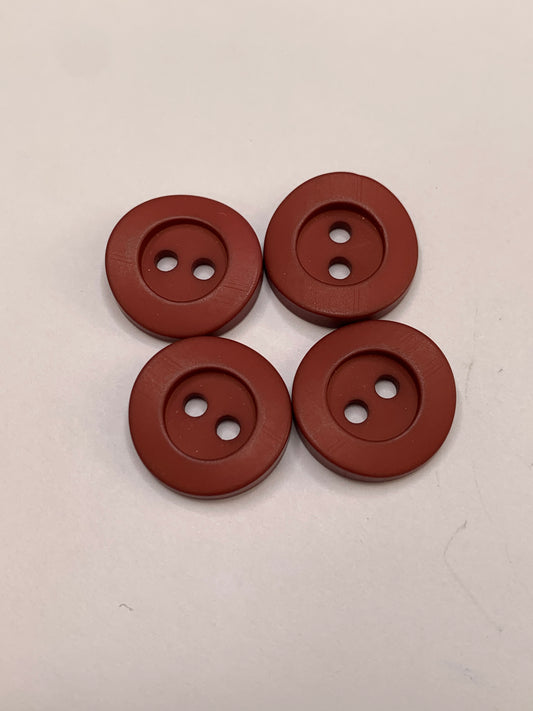 Vintage 4 Plastic Buttons, Two Holes, Red, 1.5 New/Old Stock