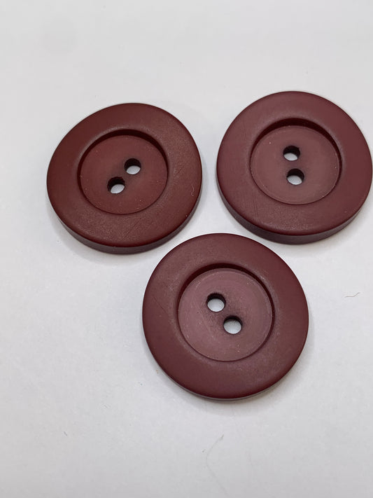 Vintage 3 Plastic Buttons, Two Holes, Red, 2.2 New/Old Stock
