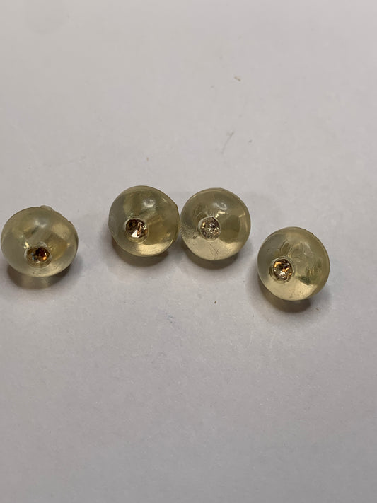 Vintage 4 Round Plastic Buttons, Shank, Green, 1.0 cm, New/Old Stock