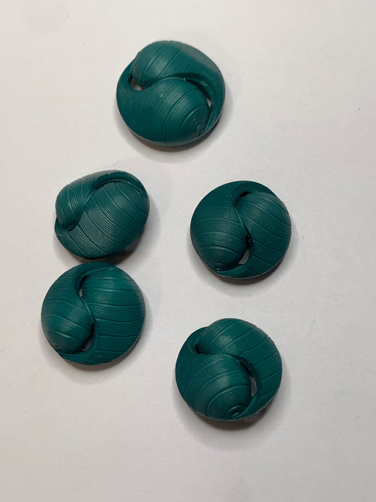 Vintage 4 Round Plastic Buttons, Shank, Green, Two Sizes 2.0 & 1.5 cm, New/Old Stock