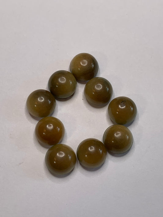 Vintage 9 Round Plastic Buttons, Shank, Green, 1.0 cm, New/Old Stock