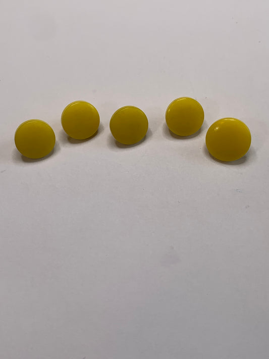 Vintage Children/Baby 5 Plastic Buttons, Shank, Yellow, 1.0 cm, New/Old Stock