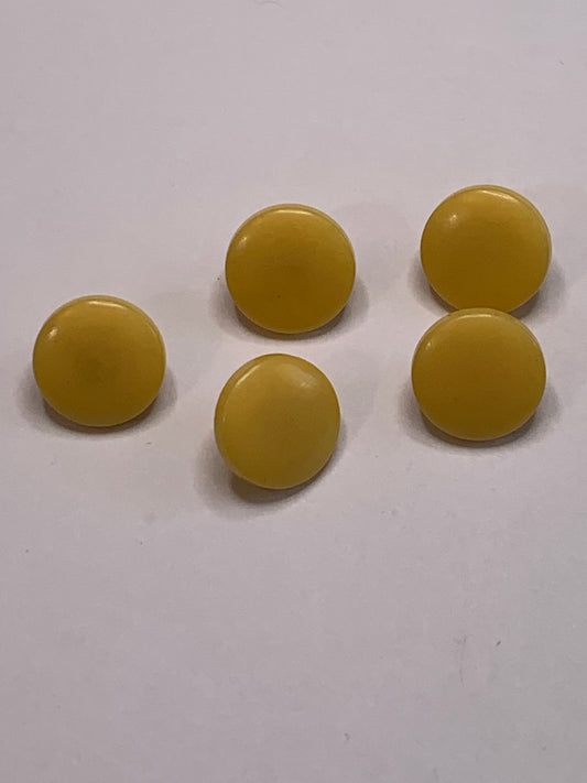 Vintage Children/Baby 5 Plastic Buttons, Shank, Yellow, 1.0 cm, New/Old Stock 