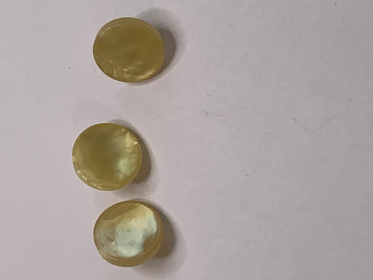 Vintage Children/Baby 3 Plastic Buttons, Shank, Yellow, 1.0 cm, New/Old Stock