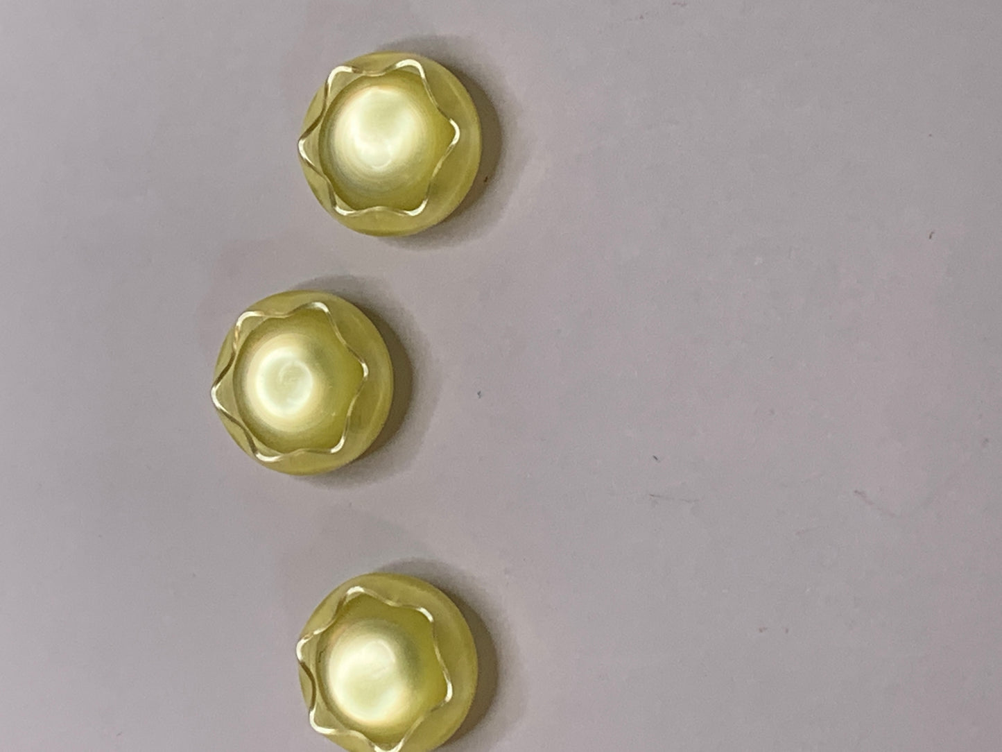 Vintage Children/Baby 3 Plastic Buttons, Shank, Yellow, 1.2 cm, New/Old Stock