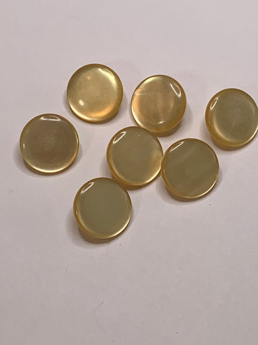 Vintage Children/Baby 7 Square Plastic Buttons, Shank, Yellow, 1.5 cm, New/Old Stock