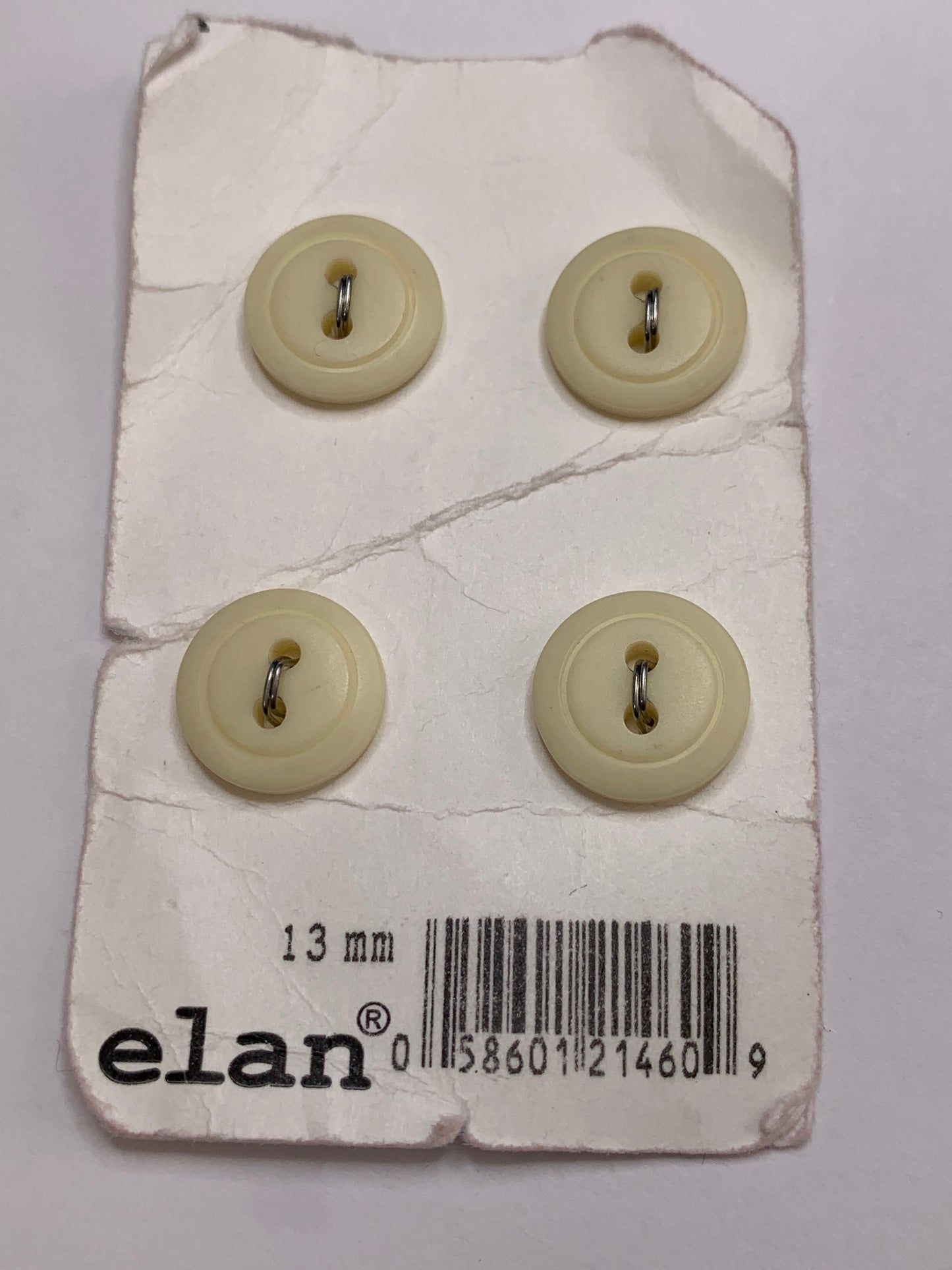 Vintage 4 Round Plastic Buttons, Two Holes, Yellow, 1.3 cm, New/Old Stock