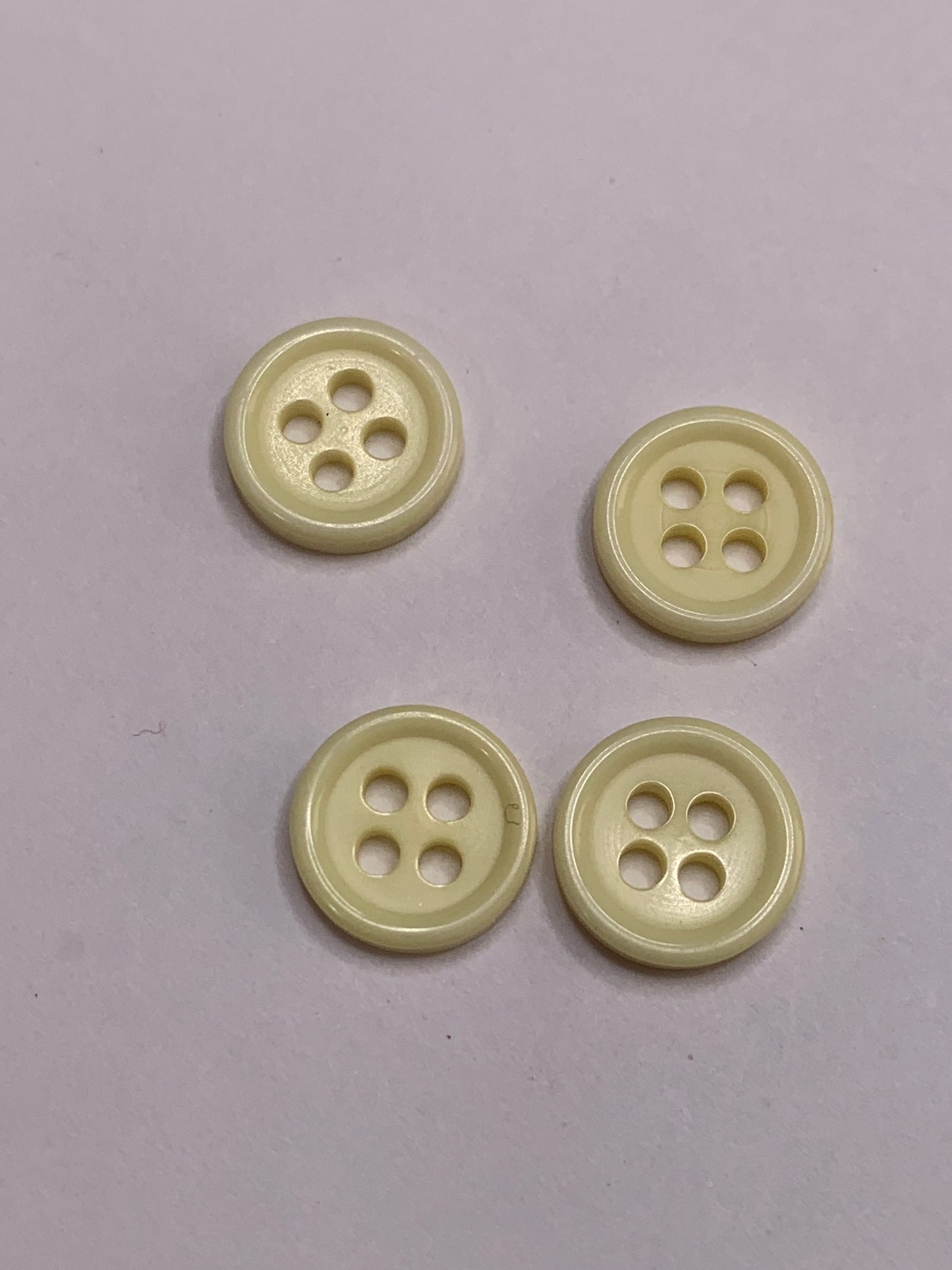 Vintage Children/Baby 4 Round Plastic Buttons, Four Holes, Yellow, 1.0 cm, New/Old Stock